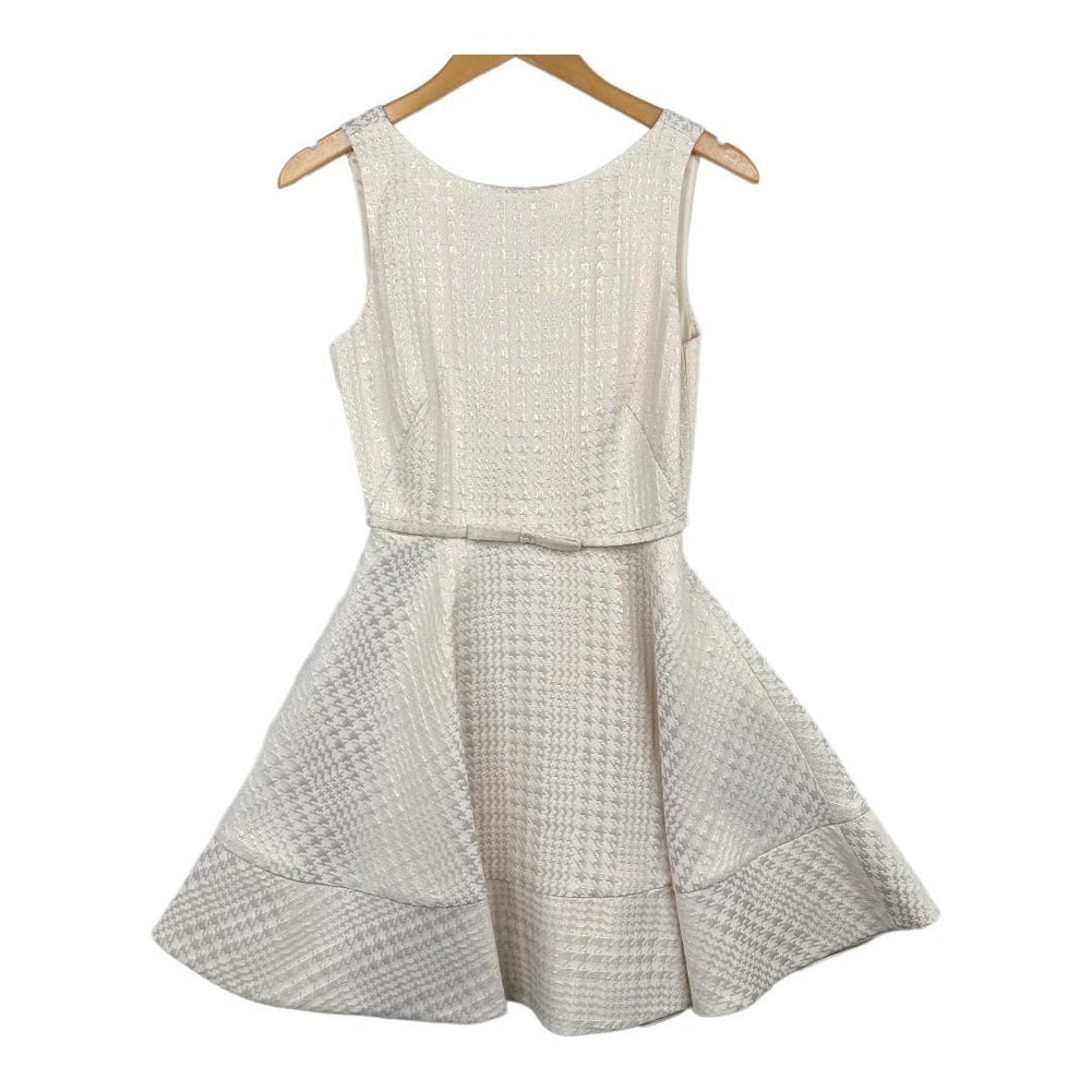 NWT Erin Erin Fetherston Women's Elsie Herringbone Jacquard Belted Ivory Dress-2
